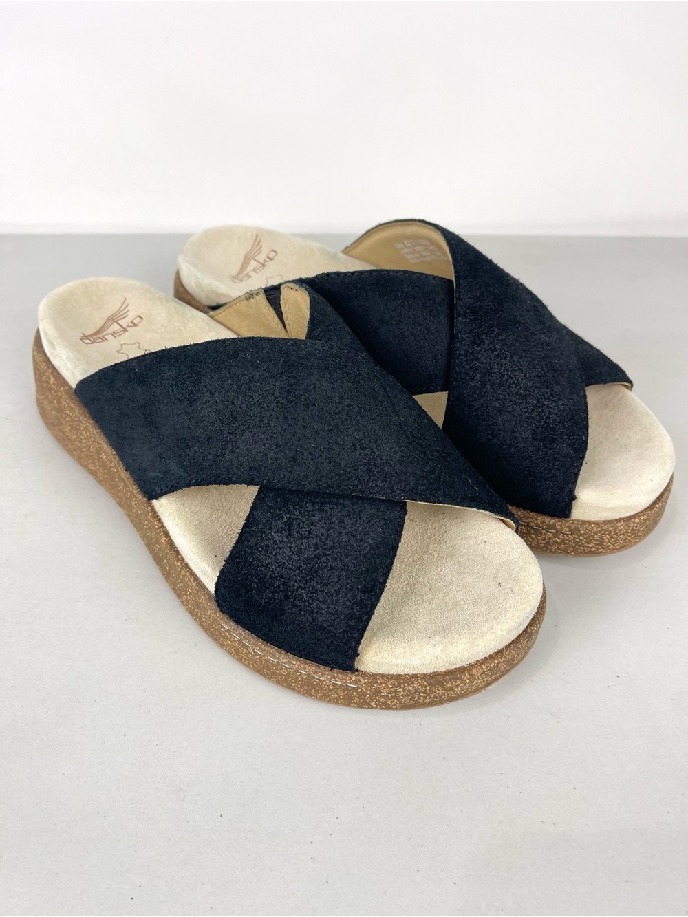 Dansko Bridget Platform Wedge Slide Sandals Black Suede Women’s Size 42 US 11.5